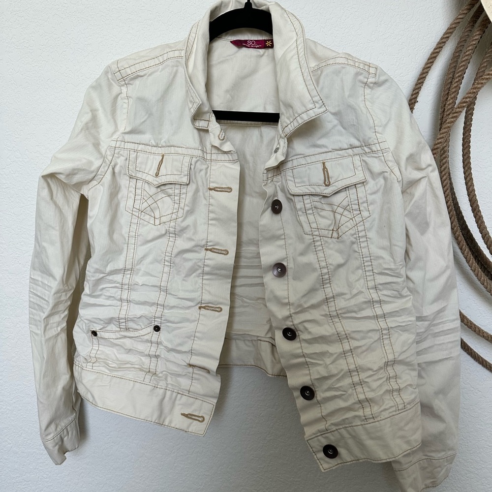 Y2K Vintage SO Cream Jean Jacket for Women